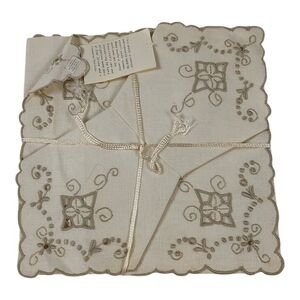 Vintage BLI Portuguese Linen Napkins Hand Embroidered Azores Set of 4